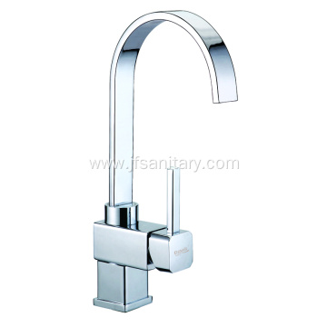 Contemporary Single Handle Square Brass Kitchen Faucet